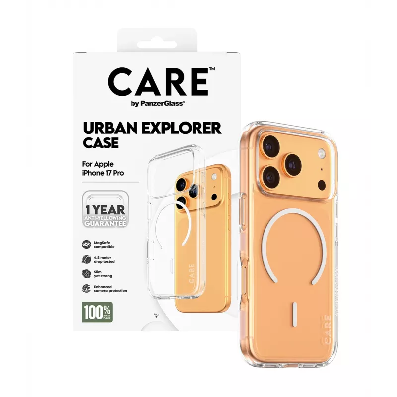Funda PanzerGlass CARE™ by ® Urban Explorer Case Transparent con MagSafe White iPhone 17 Pro