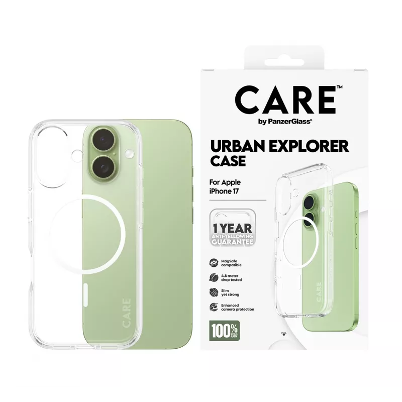 Funda PanzerGlass CARE™ by ® Urban Explorer Case Transparent con MagSafe White iPhone 17
