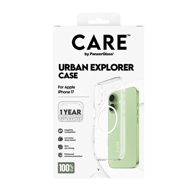 Funda PanzerGlass CARE™ by ® Urban Explorer Case Transparent con MagSafe White iPhone 17