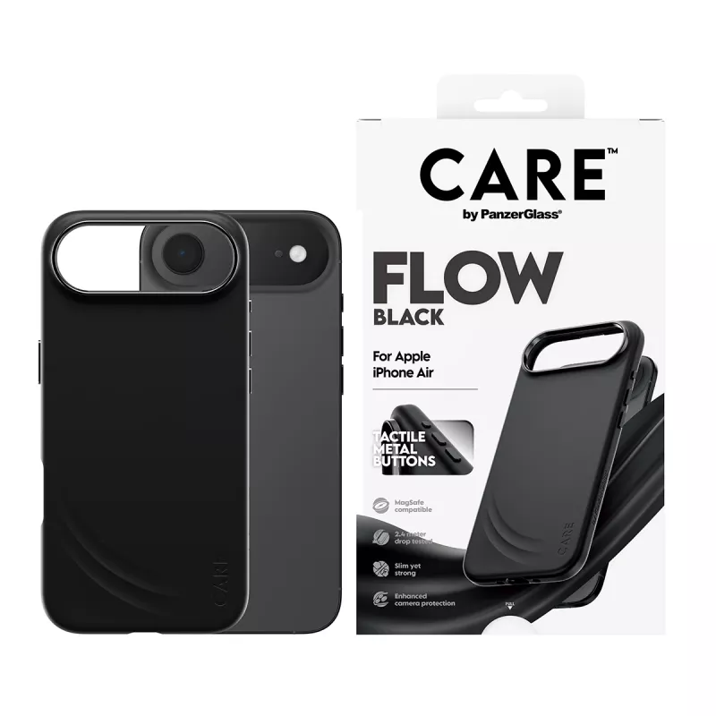 Funda protectora PanzerGlass CARE™ Flow Case negra con MagSafe para iPhone Air