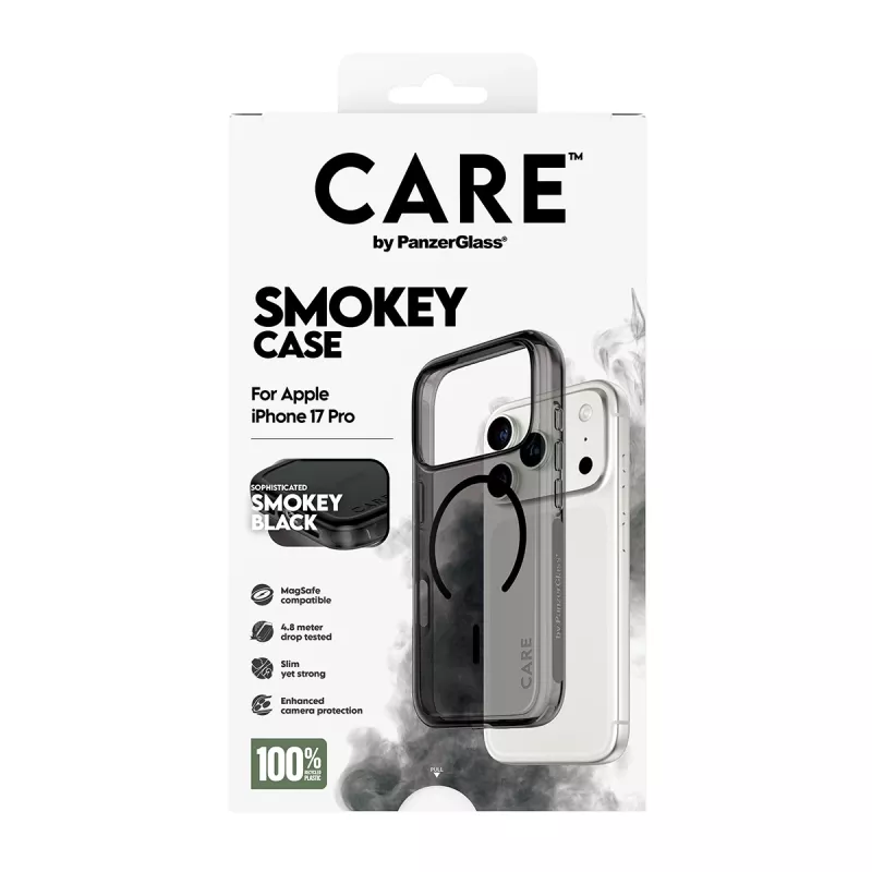 Funda protectora PanzerGlass CARE™ Urban Explorer Smokey con MagSafe negro para iPhone 17 Pro (TPU, negra)