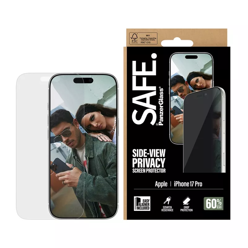 Protector de pantalla de privacidad 2 vías PanzerGlass SAFE. by ® iPhone 17 Pro | Ultra-Wide Fit con EasyAligner