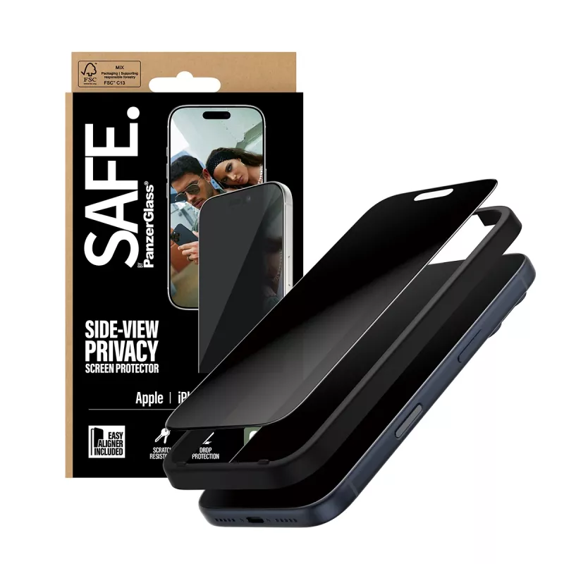 Protector de pantalla de privacidad 2 vías PanzerGlass SAFE. by ® iPhone 17 Pro | Ultra-Wide Fit con EasyAligner