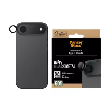 Protector de lente de cámara PanzerGlass Hoops para iPhone Air — vidrio templado, negro, resistente a arañazos y golpes