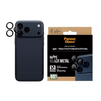 PanzerGlass ® Hoops® protector de lente de cámara negro iPhone 17 Pro | iPhone 17 Pro Max | iPhone 16 Pro | 16 Pro Max