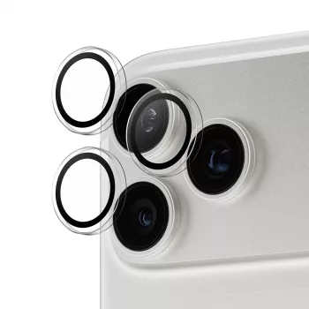 Protector de cámara PanzerGlass Hoops transparente para iPhone 17 Pro / 17 Pro Max / 16 Pro / 16 Pro Max, vidrio templado, silicona, 1 ud.