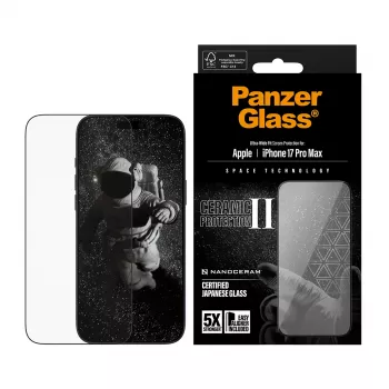 PanzerGlass ® Ceramic II protector de pantalla iPhone 17 Pro Max | Ultra-Wide Fit con EasyAligner