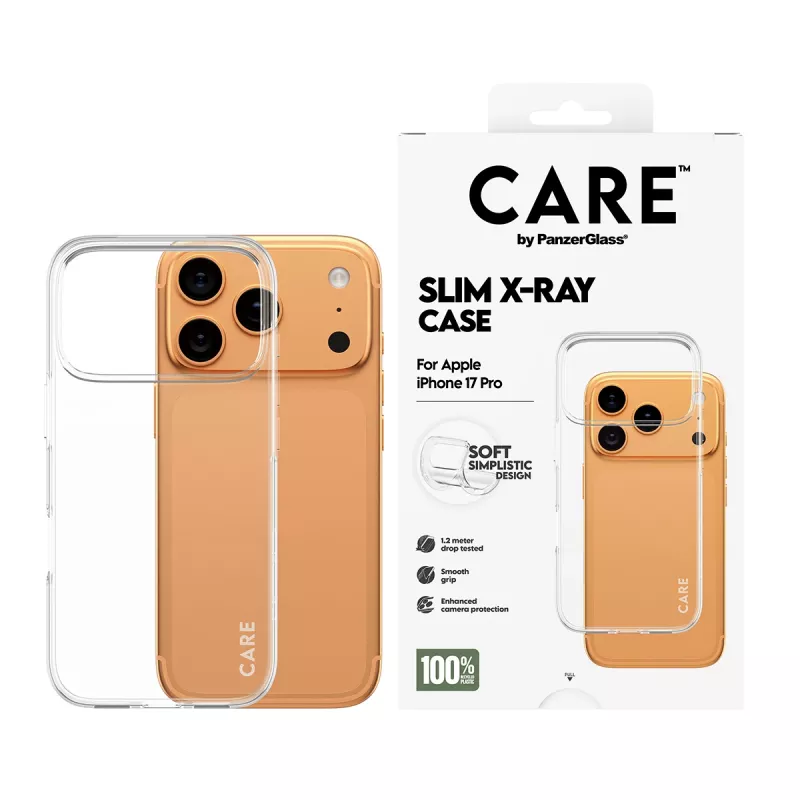 Funda protectora para móvil PanzerGlass CARE funda moderna transparente X‑Ray Soft Basic para iPhone 17 Pro