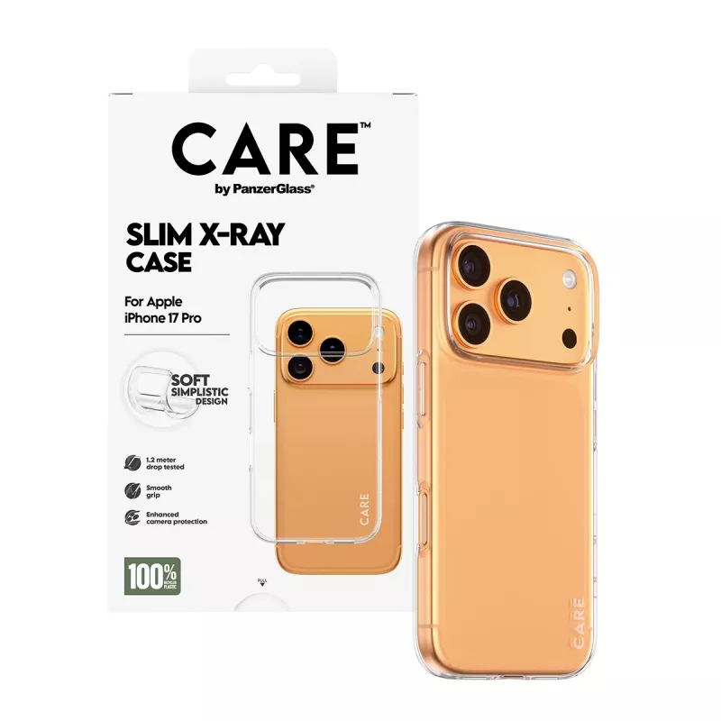 Funda protectora para móvil PanzerGlass CARE funda moderna transparente X‑Ray Soft Basic para iPhone 17 Pro