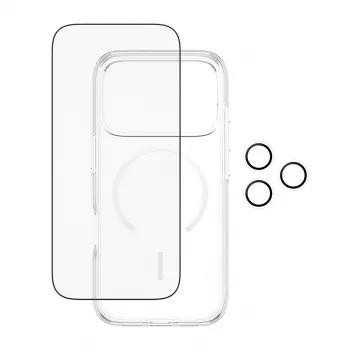 Pack de protector de pantalla PanzerGlass CARE 3-in-1 Flagship Explorer para iPhone 17 Pro – vidrio templado, PET, silicona, transparente