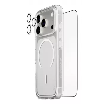 Pack de protector de pantalla PanzerGlass CARE 3-in-1 Flagship Explorer para iPhone 17 Pro – vidrio templado, PET, silicona, transparente
