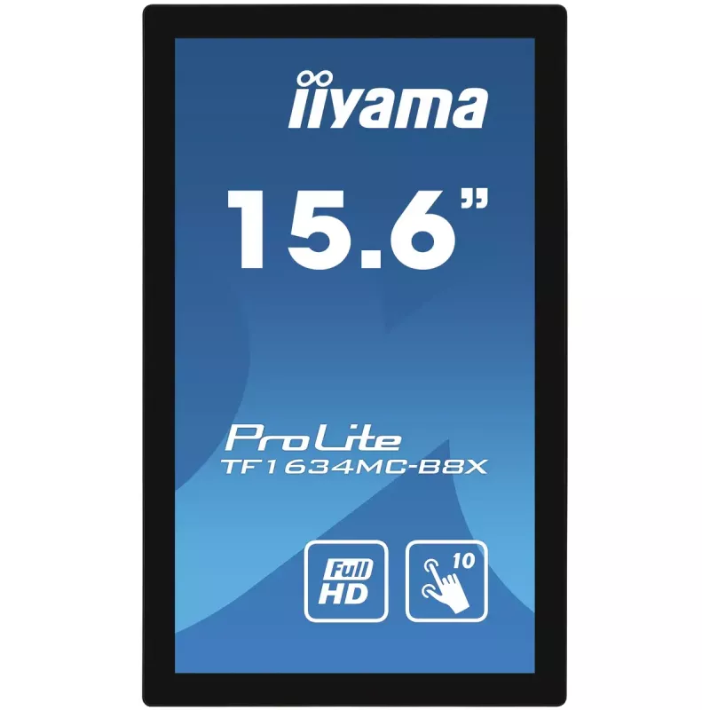 iiyama ProLite TF1634MC-B8X Monitor de ordenador 39,6 cm (15,6 inch) 1920 x 1080 píxeles Full HD LED Táctil Multiusuario Negro