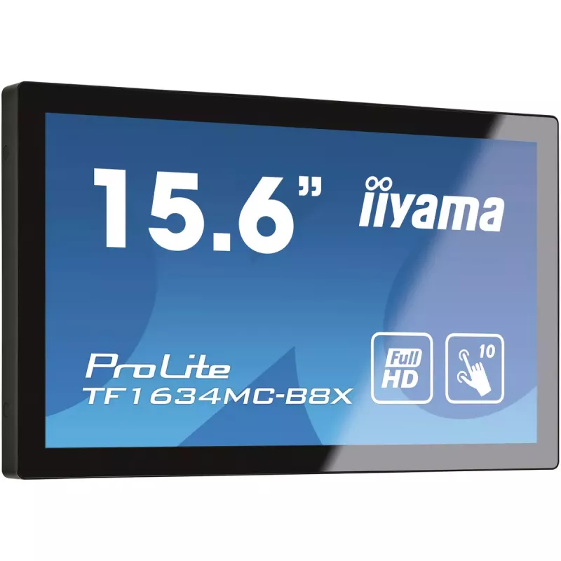 iiyama ProLite TF1634MC-B8X Monitor de ordenador 39,6 cm (15,6 inch) 1920 x 1080 píxeles Full HD LED Táctil Multiusuario Negro