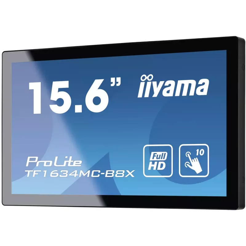iiyama ProLite TF1634MC-B8X Monitor de ordenador 39,6 cm (15,6 inch) 1920 x 1080 píxeles Full HD LED Táctil Multiusuario Negro