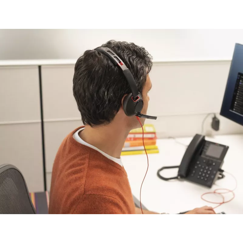 HP Poly Blackwire 5220 Auriculares estéreo USB-C + conector jack de 3,5 mm + adaptador USB-C/A