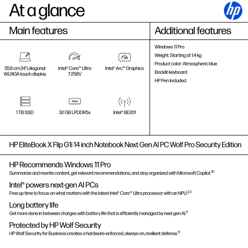 Portátil híbrido HP EliteBook X Flip G1i 14