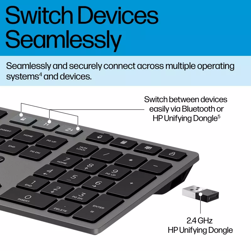 HP 725 Conjunto de teclado y ratón inalámbricos recargables multidispositivo
