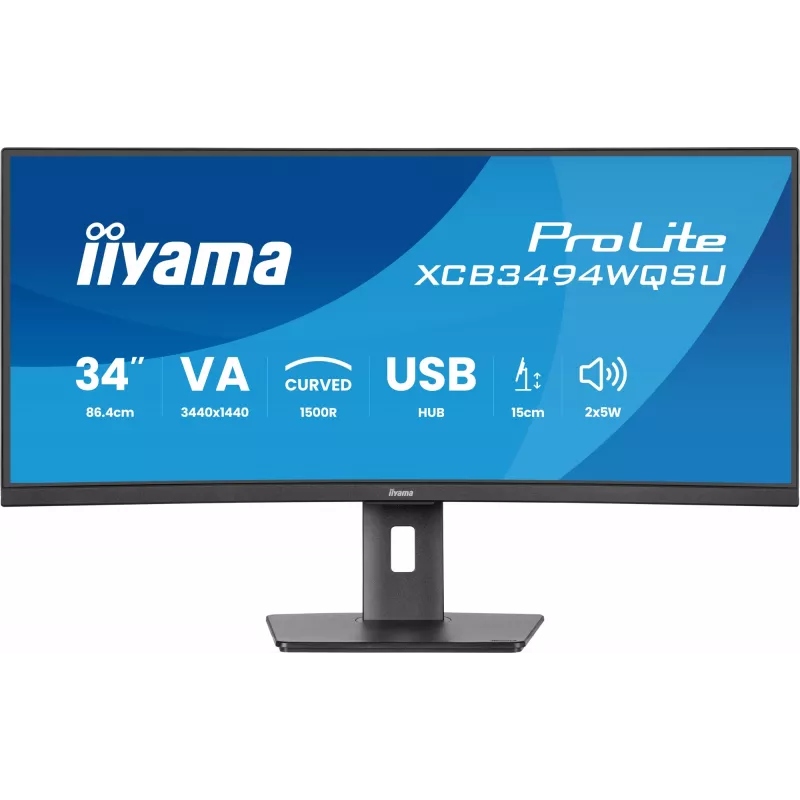 iiyama ProLite XCB3494WQSU-B1 Monitor de ordenador 86,4 cm (34 inch) 3440 x 1440 píxeles UltraWide Quad HD LED Negro
