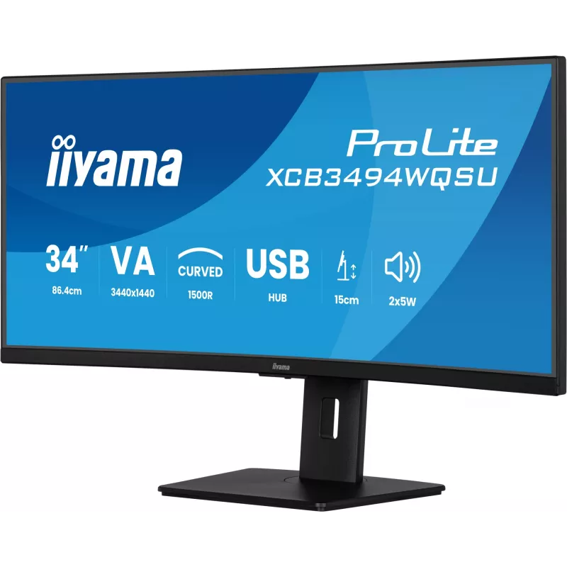 iiyama ProLite XCB3494WQSU-B1 Monitor de ordenador 86,4 cm (34 inch) 3440 x 1440 píxeles UltraWide Quad HD LED Negro