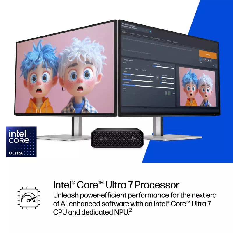 HP Z2 G1i Intel Core Ultra 7 265 32 GB DDR5-SDRAM NVIDIA RTX A400 Windows 11 Pro Mini PC Workstation Workstation de IA, PC de IA