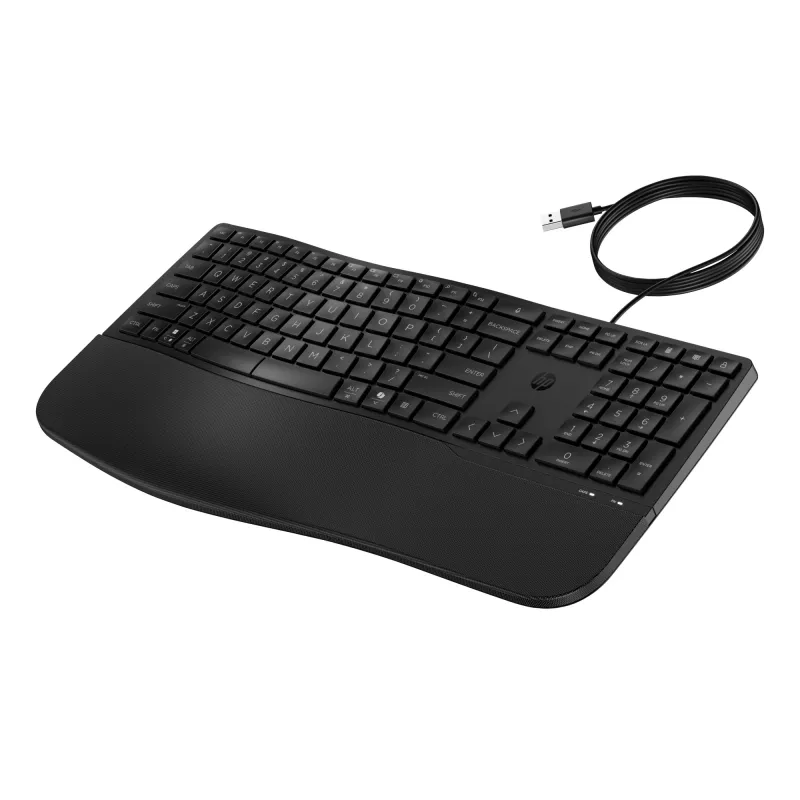 Teclado con cable HP 485 Comfort tamaño completo USB membrana con reposamuñecas