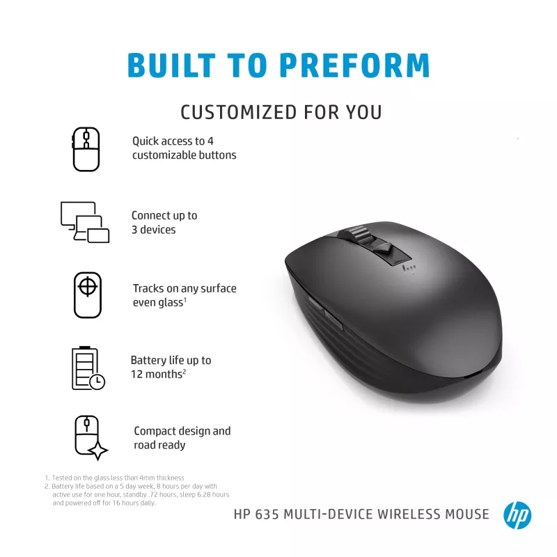 Ratón HP 635 Multi-Device Wireless RF Wireless + Bluetooth