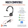 Auriculares HP Poly Blackwire 3315 monoaurales certificados para Microsoft Teams USB-C + jack de 3,5 mm + adaptador USB-C/A