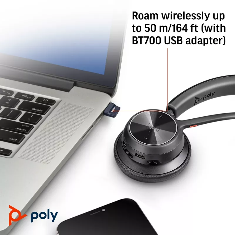 Auriculares HP Poly Voyager 4310 USB-C certificados para Microsoft Teams + dongle BT700