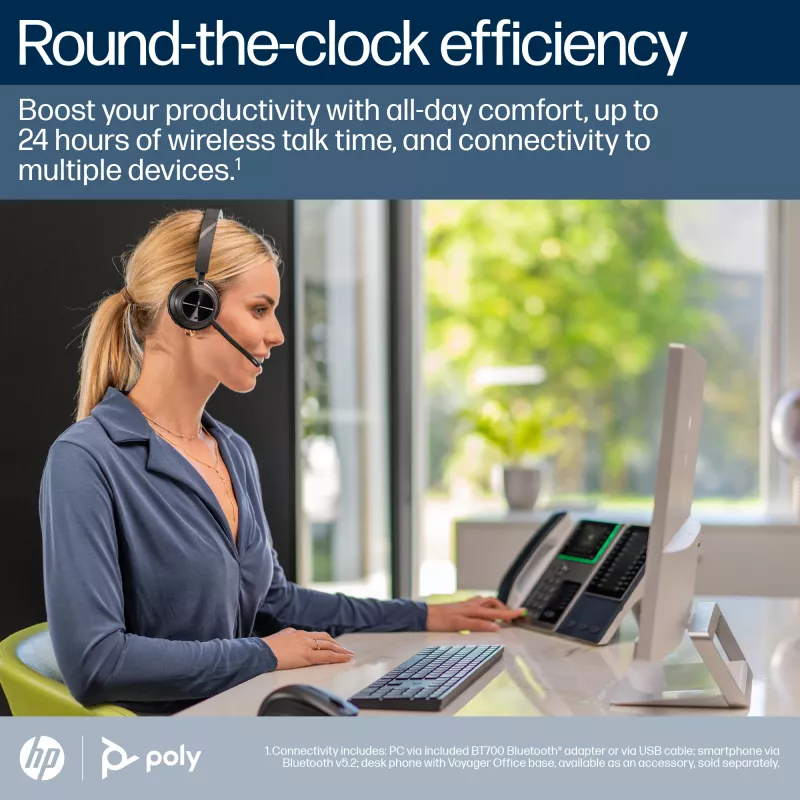 Auriculares HP Poly Voyager 4310 certificados para Microsoft Teams + dongle BT700 + base de carga