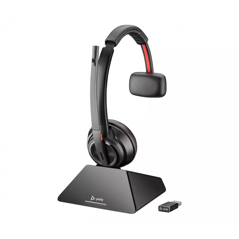 HP Poly Savi 8220 8Y9C4AA auriculares estéreo DECT de repuesto con base de carga, negros