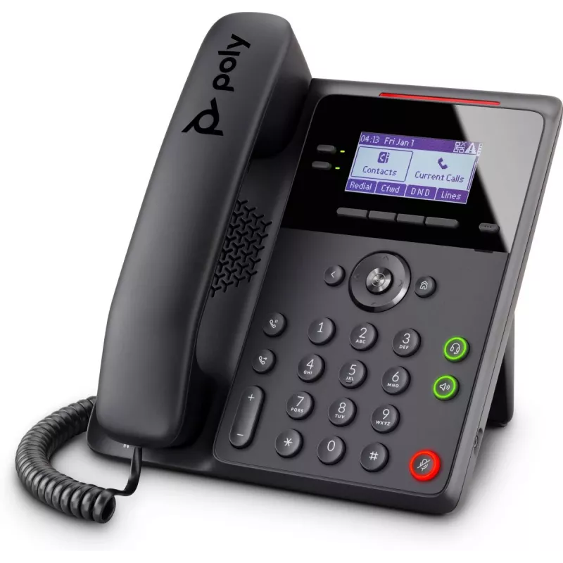 Teléfono IP POLY Edge B10 negro, auricular con cable, 2 líneas, pantalla LCD