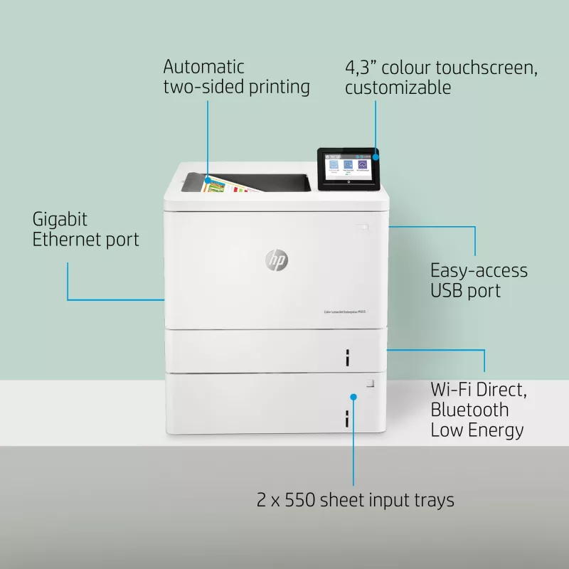 HP Color LaserJet Enterprise M555x, Láser, Color, 1200 x 1200 DPI, A4, 38 ppm, Impresión a doble cara