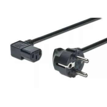 Cable de alimentación DIGITUS, CEE 7/7 (Type-F) - C13, 90° en ángulo macho/hembra, 1,8 m, H05VV-F3G 0,75 mm² negro directiva UE