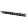 PDU de aluminio DIGITUS 1U, 8 salidas italianas, conector con fusible previo 10A, 250VAC