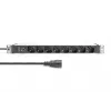 PDU de aluminio DIGITUS 1U, 8 salidas italianas, conector con fusible previo 10A, 250VAC
