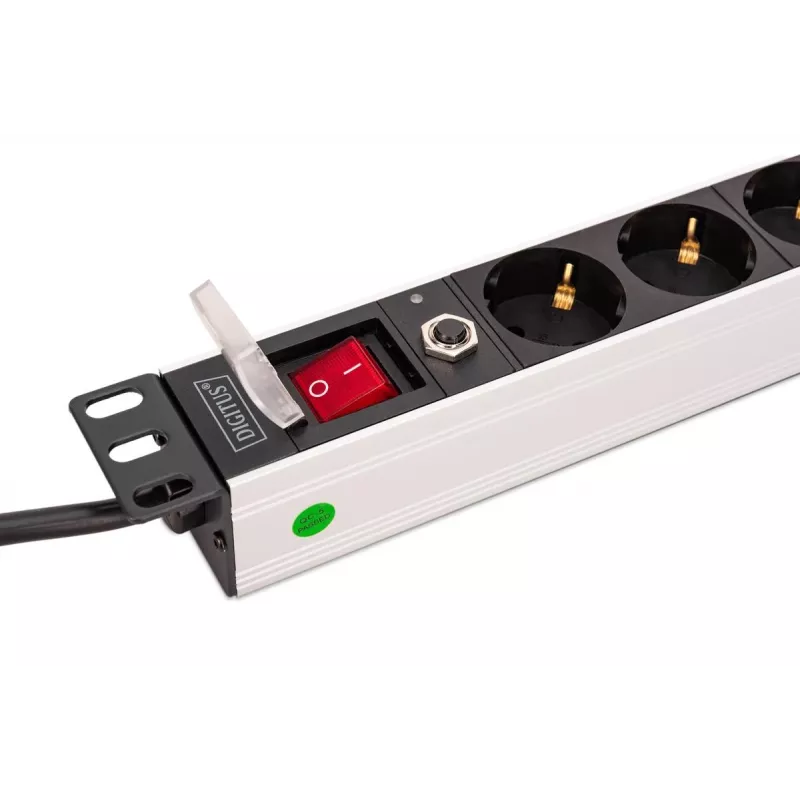 PDU DIGITUS - montaje en rack 1U de aluminio 7x seguridad + 1x salida 16A 4000W 250VAC 50/60Hz protección contra sobrecarga