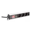 PDU DIGITUS - montaje en rack 1U de aluminio 7x seguridad + 1x salida 16A 4000W 250VAC 50/60Hz protección contra sobrecarga