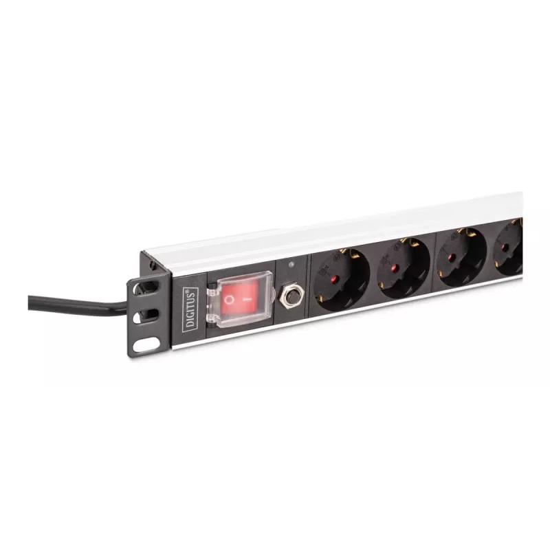 PDU DIGITUS - montaje en rack 1U de aluminio 7x seguridad + 1x salida 16A 4000W 250VAC 50/60Hz protección contra sobrecarga