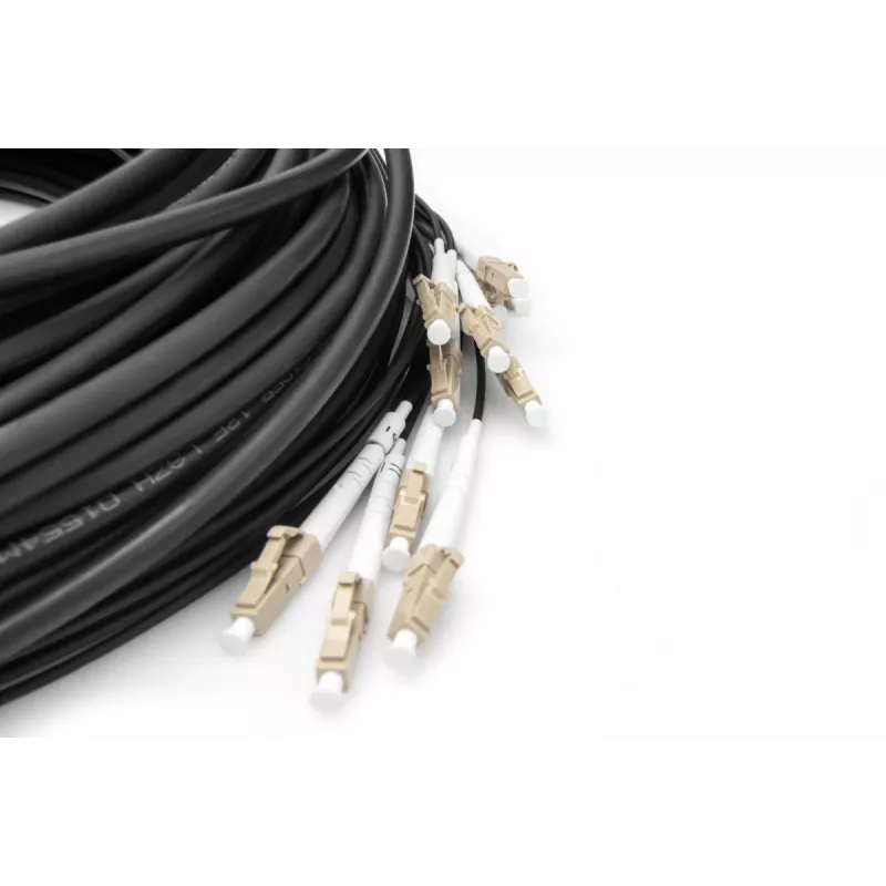 Cable breakout universal preensamblado Digitus de fibra óptica OM4 12 fibras LC/UPC - LC/UPC 150m