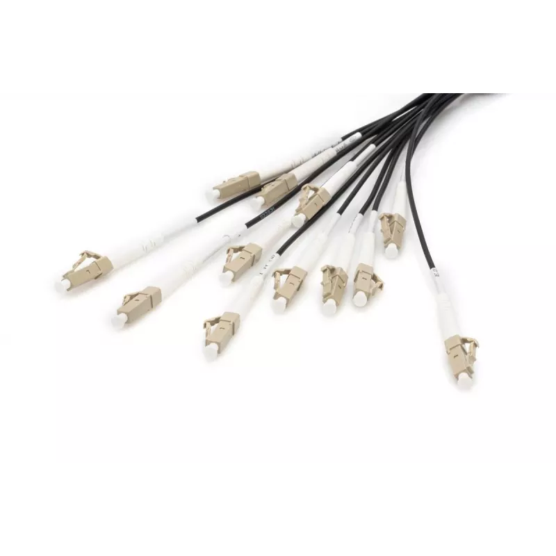 Cable breakout universal preensamblado Digitus de fibra óptica OM4 12 fibras LC/UPC - LC/UPC 150m