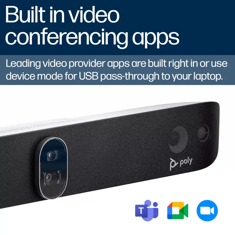 Barra de vídeo todo en uno HP Poly Studio X72 sin módulo inalámbrico ni cable de alimentación TAA