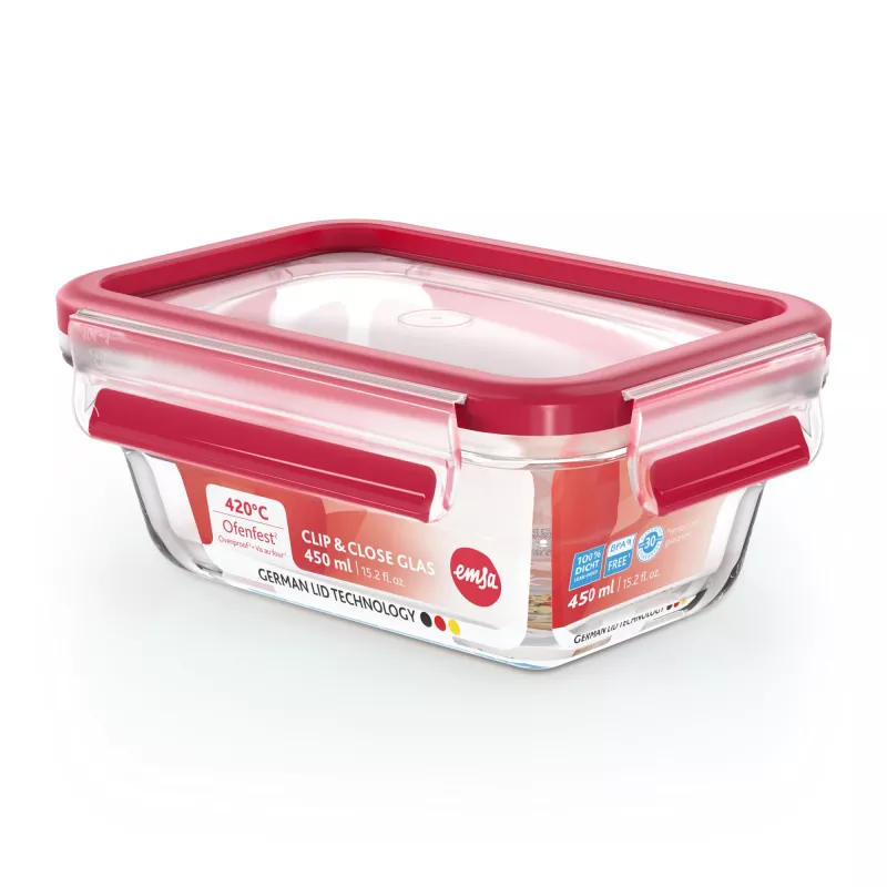 EMSA CLIP & CLOSE N10405 Recipiente rectangular 0,8 l transparente, 1 ud.
