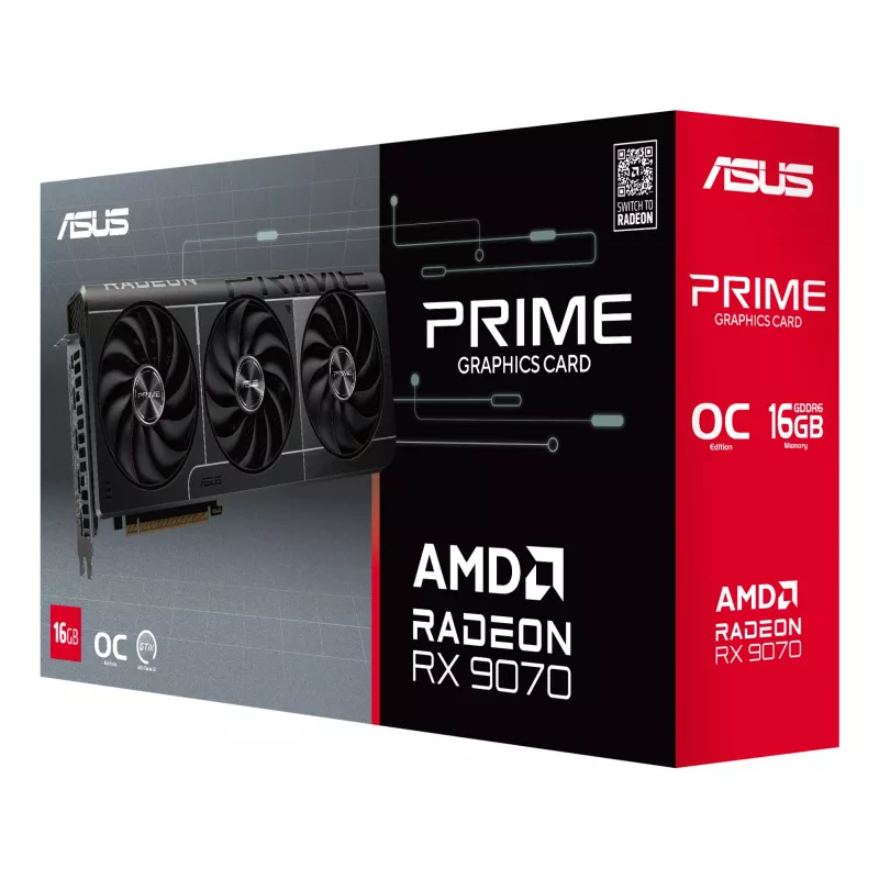 Tarjeta gráfica ASUS Radeon RX 9070 16 GB GDDR6 PCIe 5.0 256 bits, refrigeración de 3 ventiladores, PCI Express 5.0