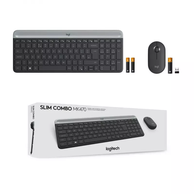 Logitech MK470 teclado + ratón inalámbricos, grafito, ratón incluido, QWERTY US, USB