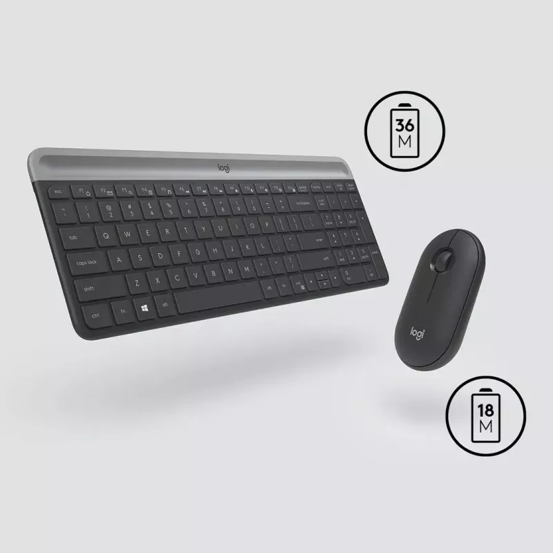 Logitech MK470 teclado + ratón inalámbricos, grafito, ratón incluido, QWERTY US, USB