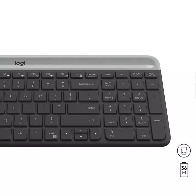 Logitech MK470 teclado + ratón inalámbricos, grafito, ratón incluido, QWERTY US, USB