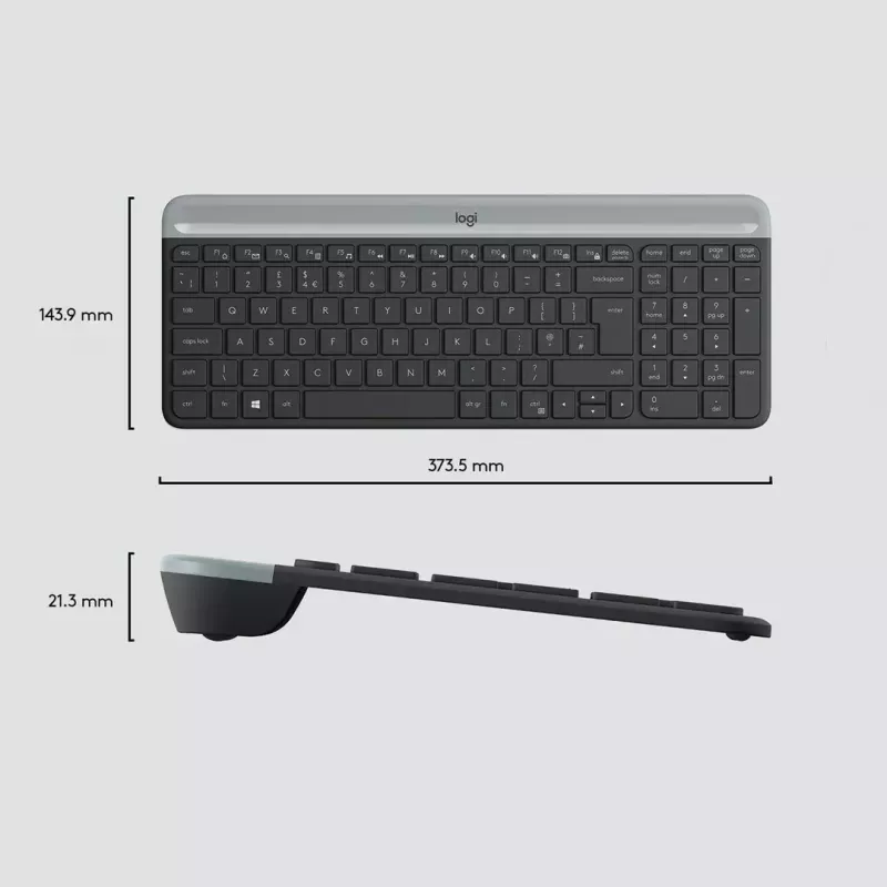 Logitech MK470 teclado + ratón inalámbricos, grafito, ratón incluido, QWERTY US, USB