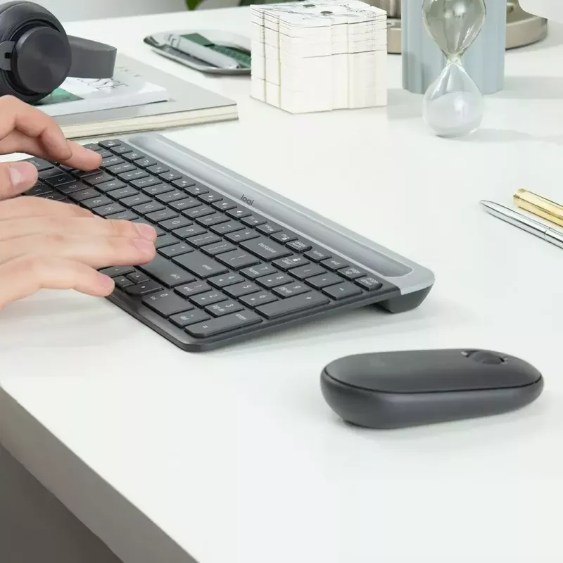 Logitech MK470 teclado + ratón inalámbricos, grafito, ratón incluido, QWERTY US, USB