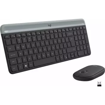 Logitech MK470 teclado + ratón inalámbricos, grafito, ratón incluido, QWERTY US, USB