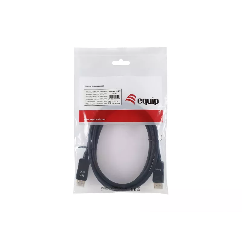 Equip 119272 cable DisplayPort 2.1, macho/macho, 2 m, 16K/60Hz, 40 Gbps, HDCP